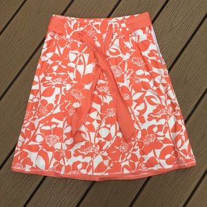 Talbots petite orange and white cotton skirt